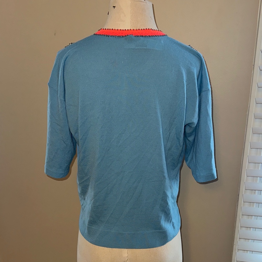 J. Crew Blue Top with Colorful Embroidery & Sequins - Picture 3 of 4